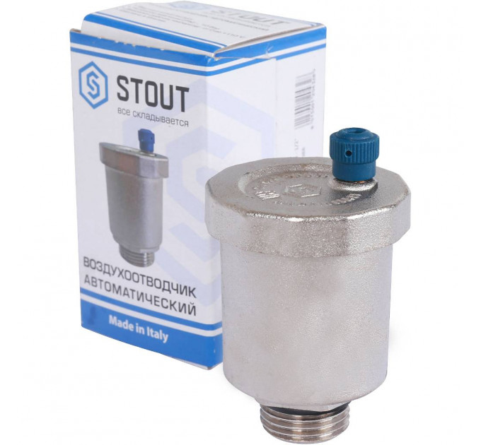 Stout Воздухоотводчик автоматический вертикальный выпуск, нар.р. 1/2" никель., уплотнительное кольцо - NBR