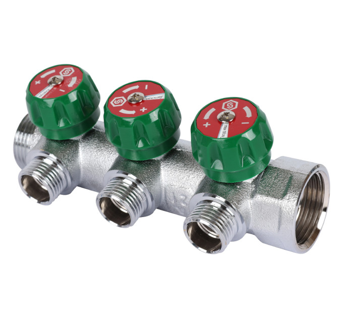 Stout Коллектор регулирующий 3/4", 3 отвода 1/2" плоское уплотнение