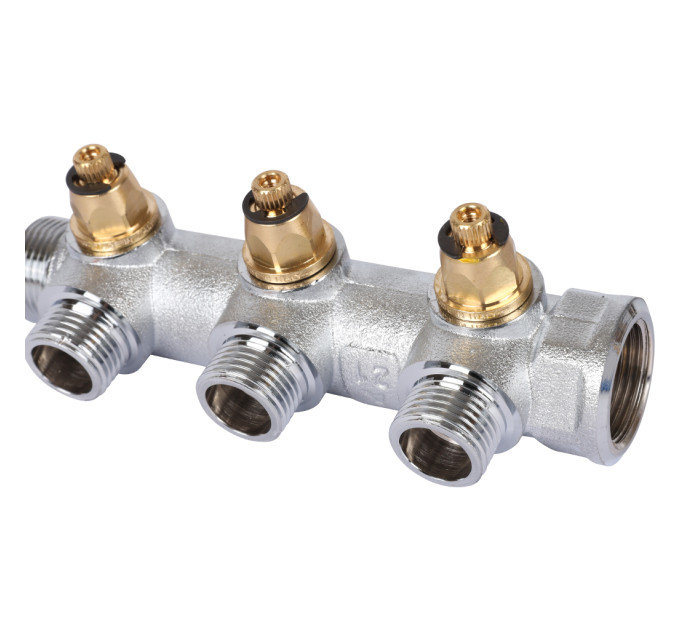 Stout Коллектор регулирующий 3/4", 3 отвода 1/2" плоское уплотнение