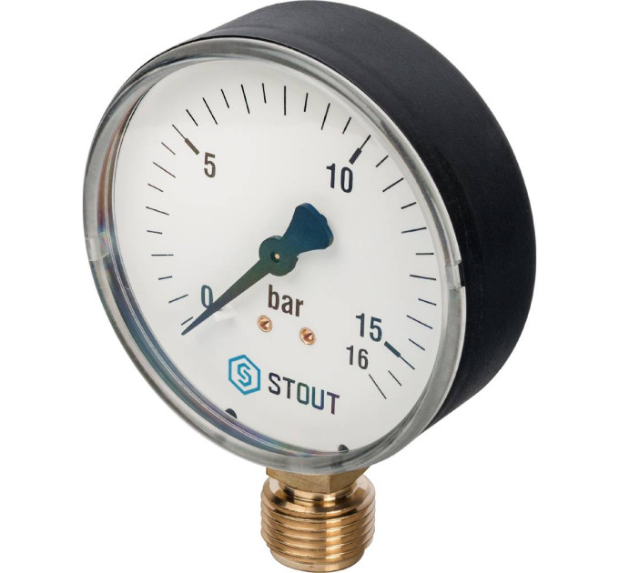 Stout SIM-0010 Манометр радиальный. Корпус Dn 80 мм 1/2", 0...16 бар, кл.2.5