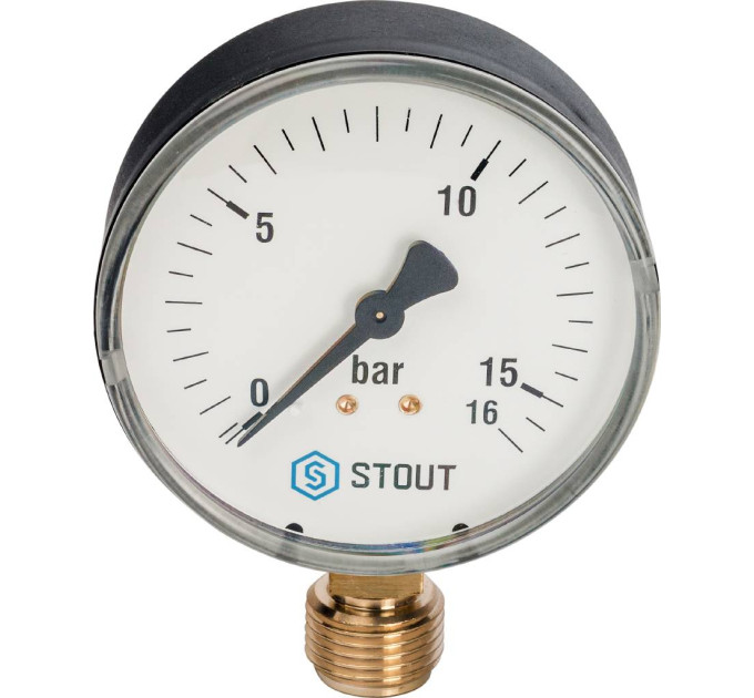Stout SIM-0010 Манометр радиальный. Корпус Dn 80 мм 1/2", 0...16 бар, кл.2.5